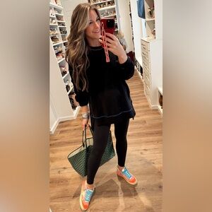 Amazon Women's Black Sweatshirt with Blue Trim